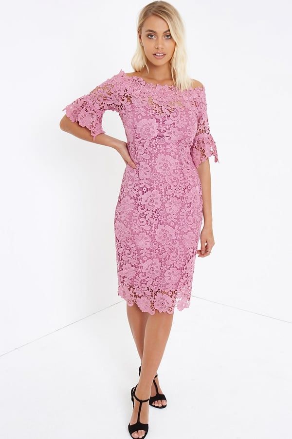 Mauve Crochet Dress size: 10 UK, colour: Pink
