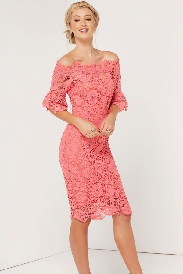 Pink Crochet Dress size: 10 UK, colour: Coral