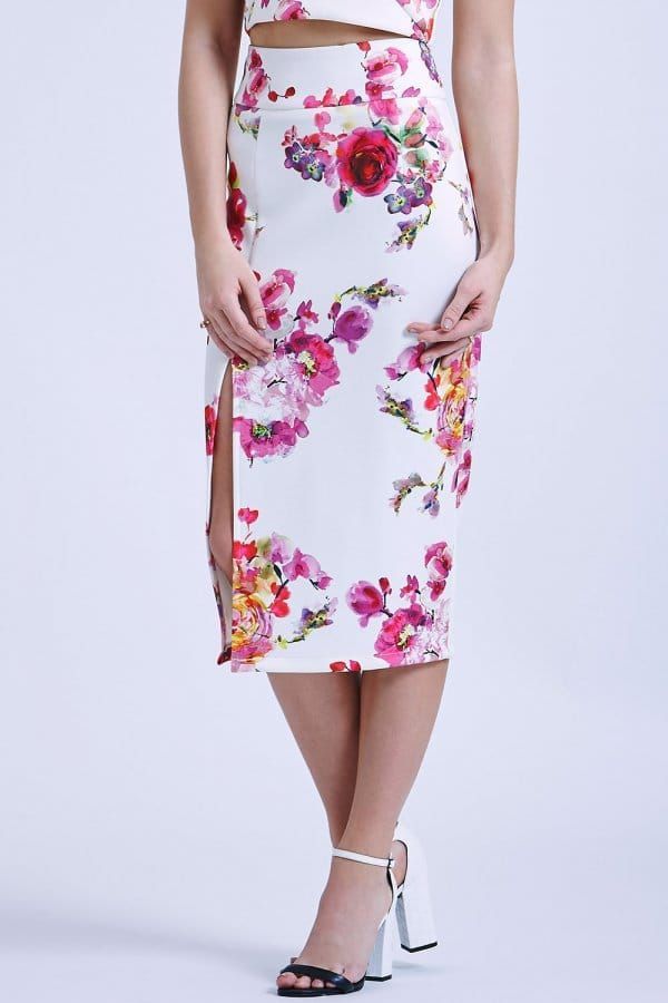 Rose Print Scuba Skirt size: 10 UK, colour: Floral Print