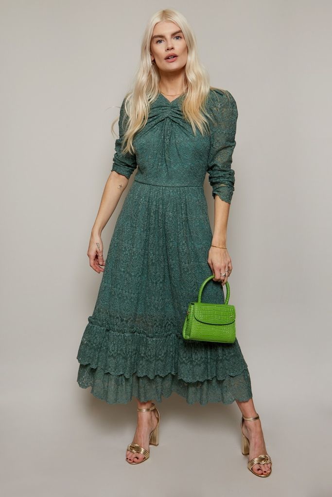 Long Sleeve Tiered Midi Dress size: 10 UK, colour: Tro