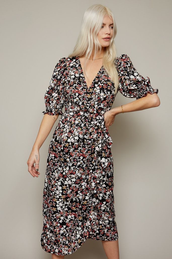 Firth Floral-Print Midi Wrap Dress size: 10 UK, colour