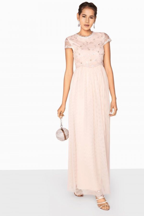 rabella 3D Floral Mesh Overlay Maxi Dress size: 10 UK,