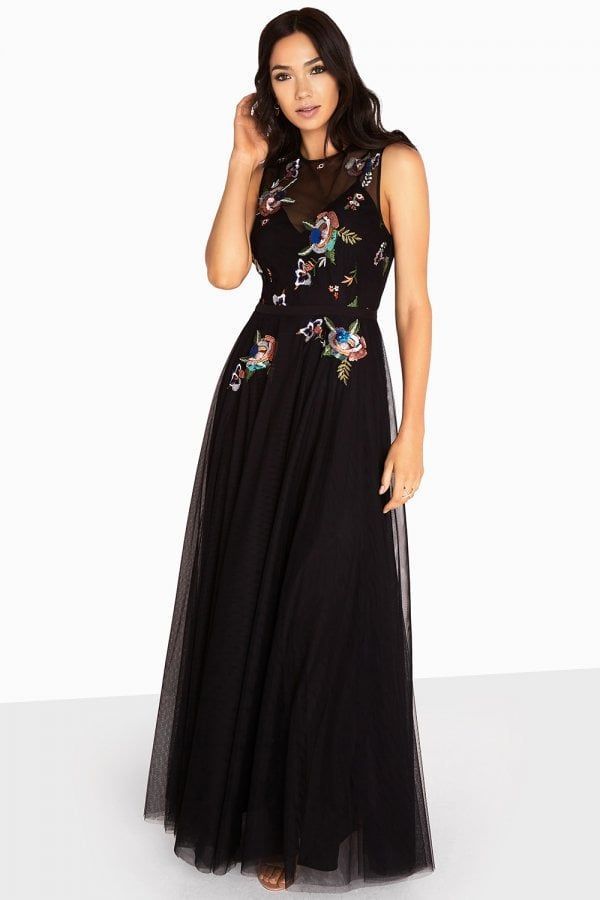 Hallie Sequin Embroidery Mesh Maxi Dress size: 10 UK,