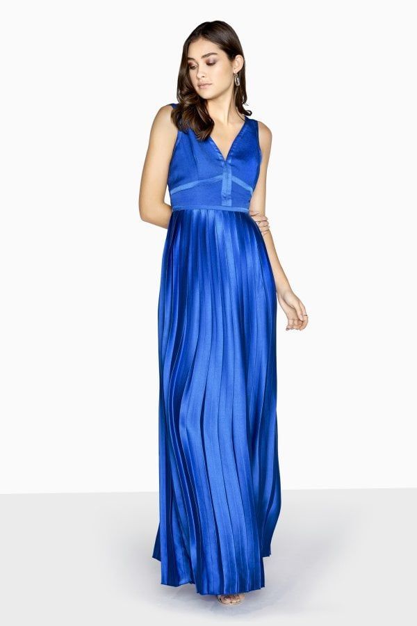 Emilia Panel Top Maxi Dress With Pleated Skirt size: 1