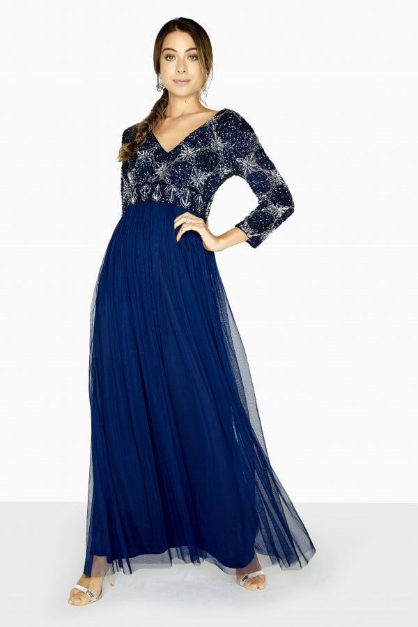 Lucy Hand-Embellished Maxi Dress size: 10 UK, colour: