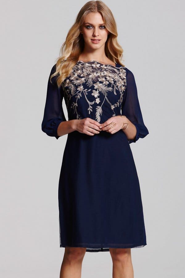 Navy and Gold Embroidered Tunic  size: 10 UK, colour: