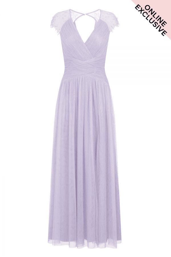Keyhole Back Maxi Dress colour: Lilac, size: 10 UK
