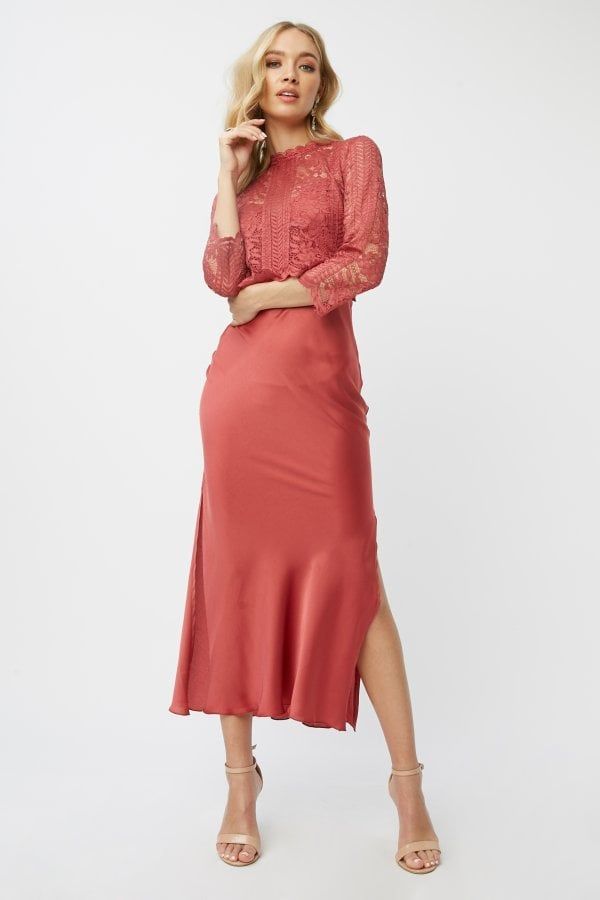 Luisa Marsala Lace Midaxi Dress size: 10 UK, colour: M