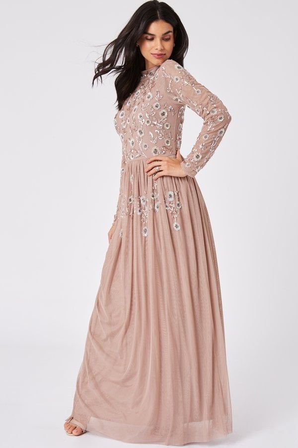 Haley Mink Floral Sequin Maxi Dress size: 10 UK, colou