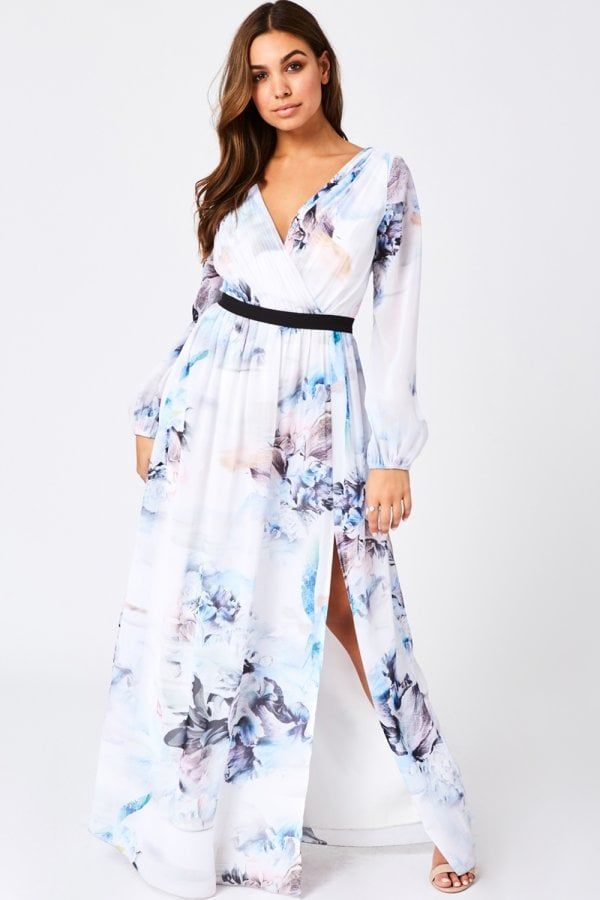 Lea Blur-Print Mock Wrap Maxi Dress size: 10 UK, colou