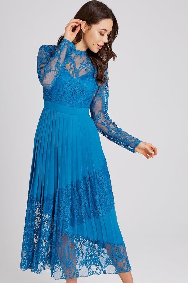 Reagan Lagoon Blue Lace Midaxi Dress size: 10 UK, colo
