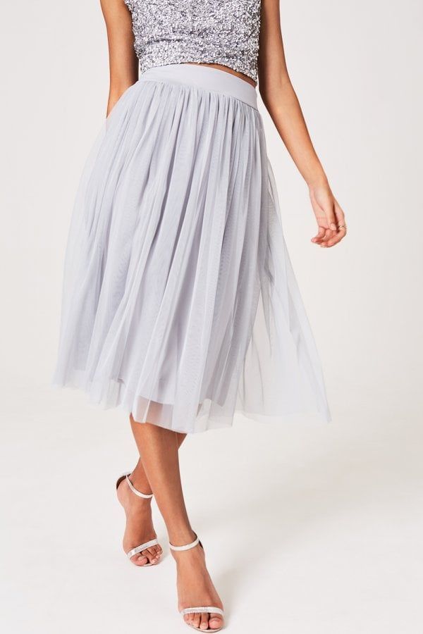 Kaya Grey Tulle Skirt Co-ord size: 10 UK, colour: Grey