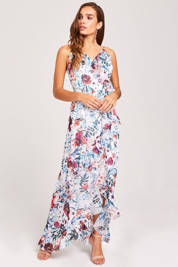Ria Floral-Print Midi Dress size: 10 UK, colour: Multi