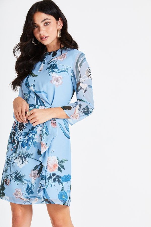 Rori Blue Floral Mini Shift Dress size: 10 UK, colour: