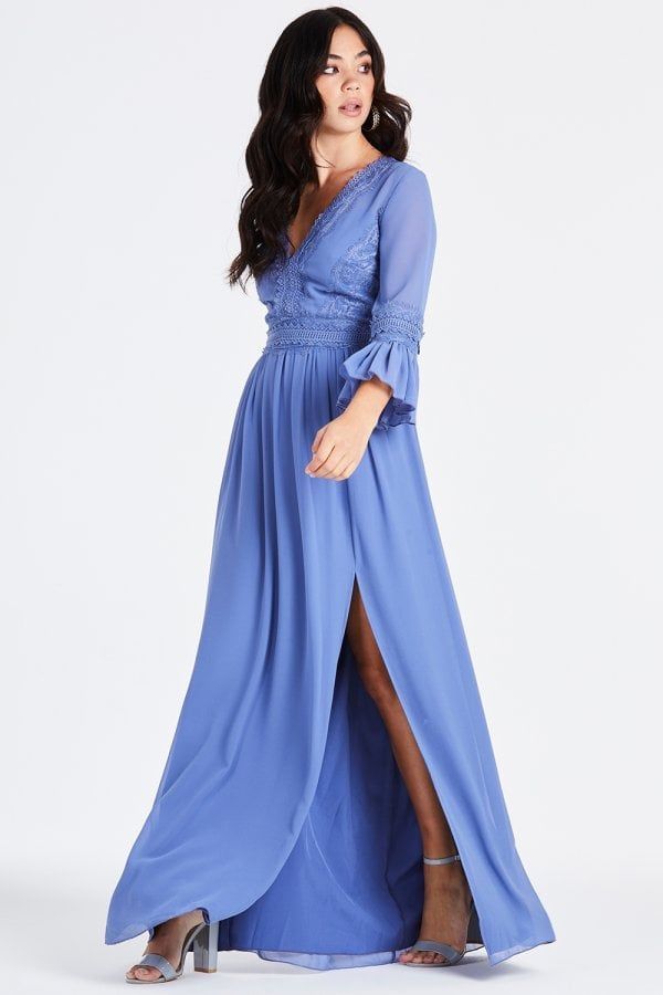 Tamsin Blue Plunge Midaxi Dress size: 10 UK, colour: H