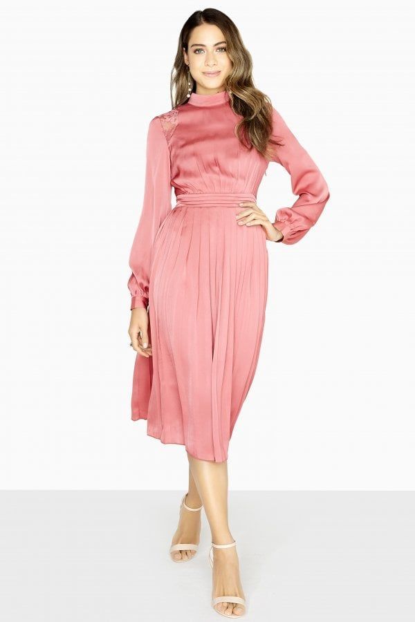 Lydia Lace Insert Satin Midi Dress size: 10 UK, colour