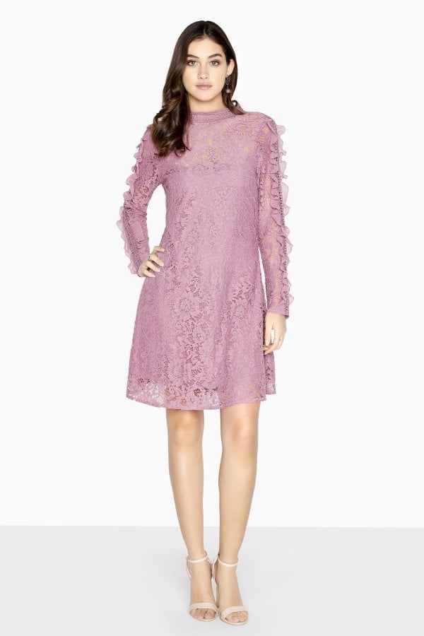Jasmine Lace Shift Dress With Frills size: 10 UK, colo