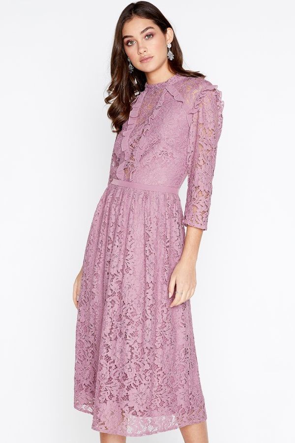 Jasmine Lace Prom Dress With Frills size: 10 UK, colou