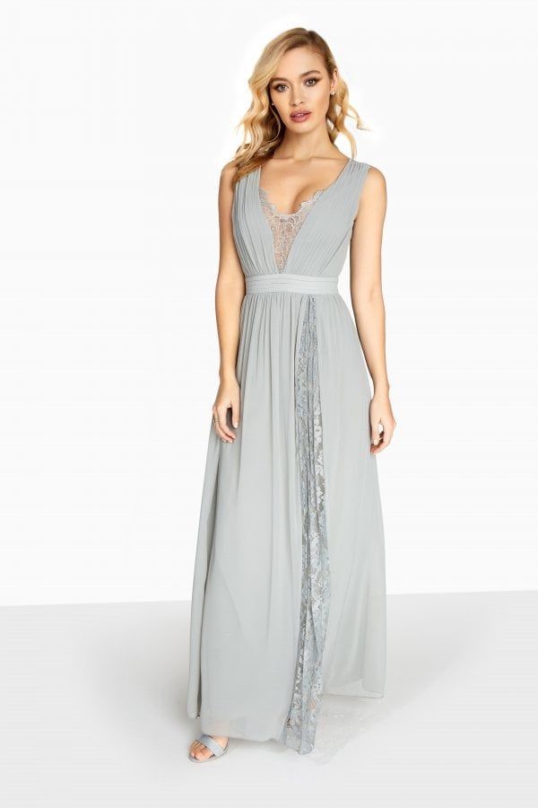 Holly Plunge Maxi Dress With Lace Inserts size: 10 UK,