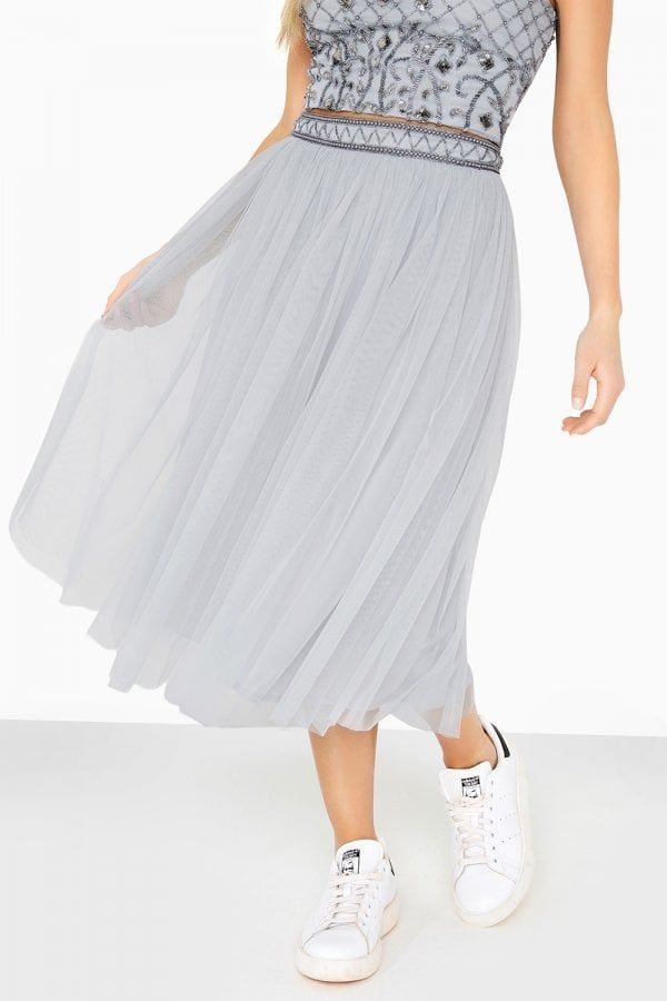Hannah Hand-Embellished Mesh Skirt Co-Ord size: 10 UK,