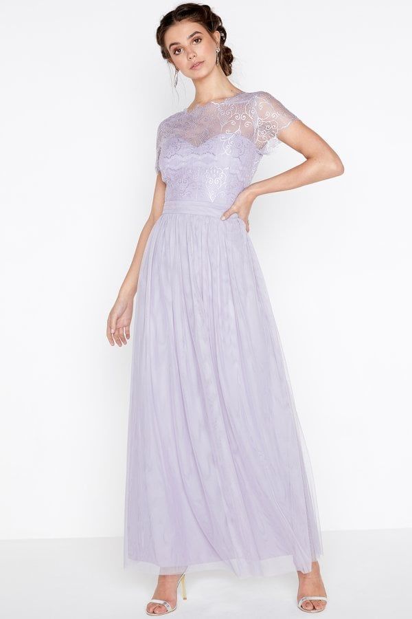 Overlay Maxi Dress  colour: Lilac, size: 10 UK