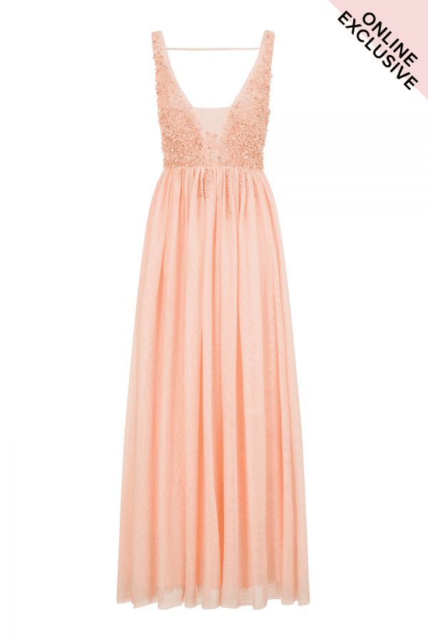 Pink Tulle Maxi Dress size: 10 UK, colour: Pink