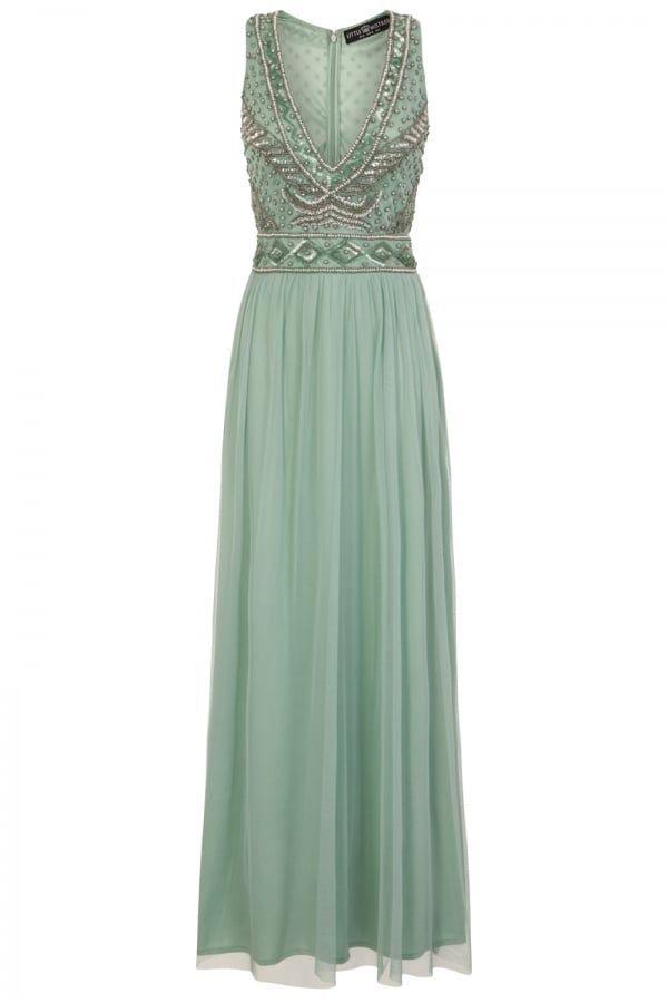 Sage Embellished Dress size: 10 UK, colour: Sage
