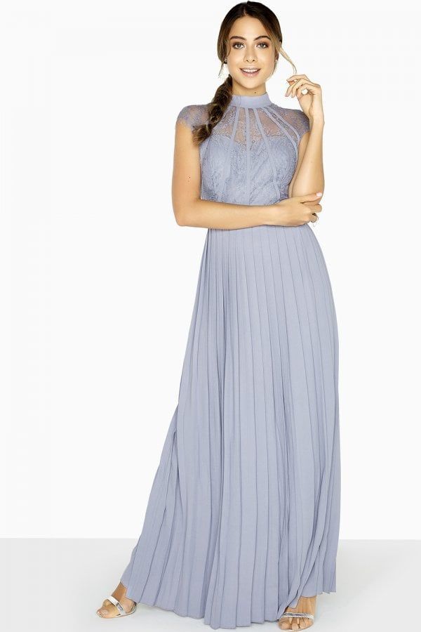 Lace Maxi Dress  colour: Lavender Grey, size: 10 UK