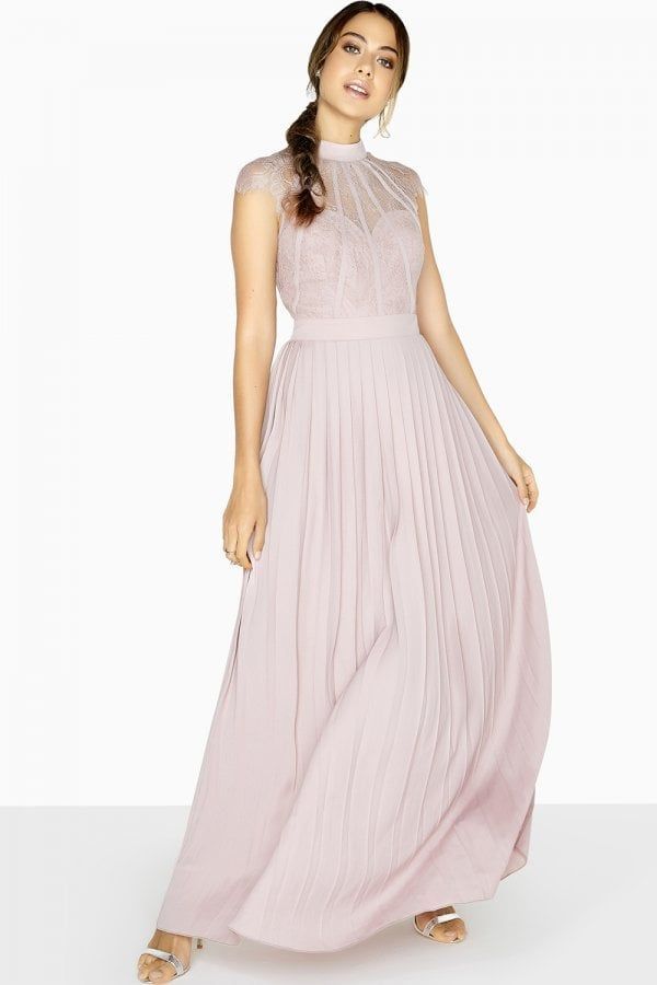 Lace Maxi Dress  colour: Mink, size: 10 UK