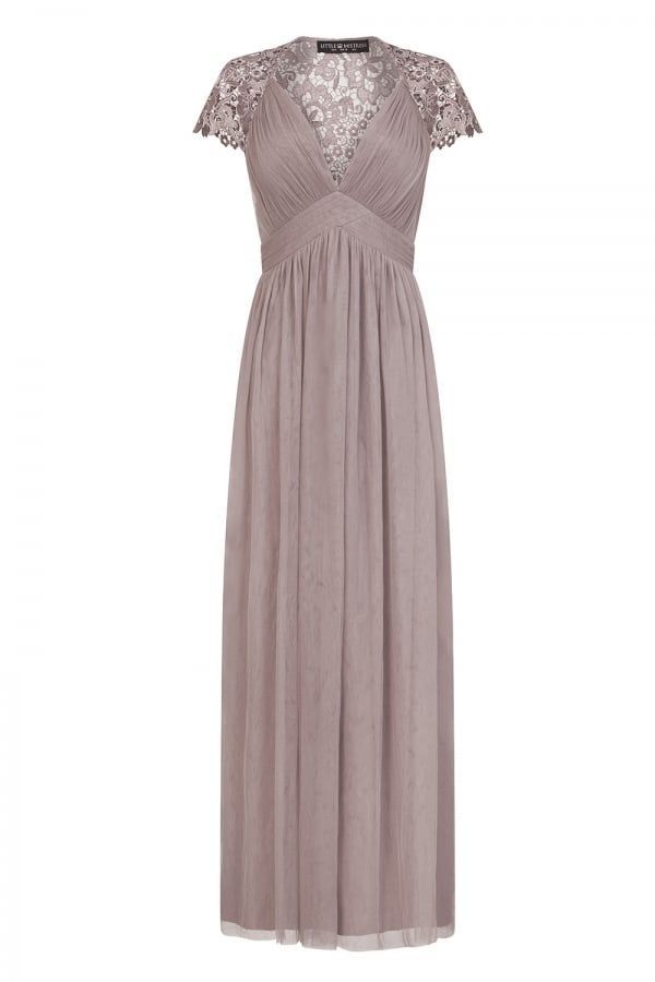 Lace Back Maxi Dress  colour: Mink, size: 10 UK