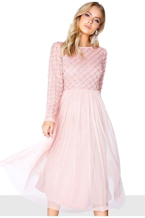 Pink Midi Dress  size: 10 UK, colour: Pink