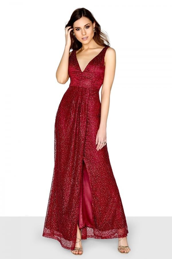 Red Sequin Maxi Dress  size: 10 UK, colour: Red