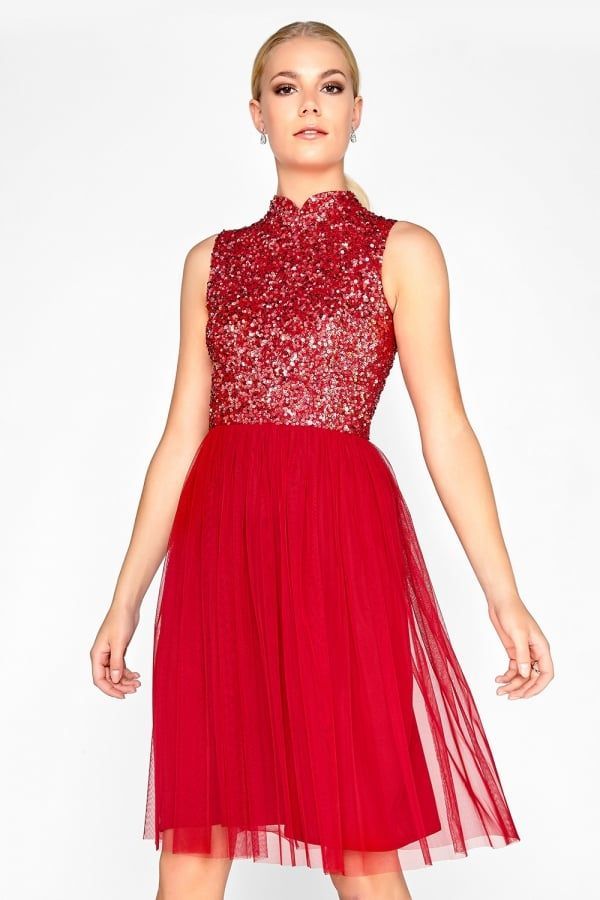 Red Sequin Prom size: 10 UK, colour: Red