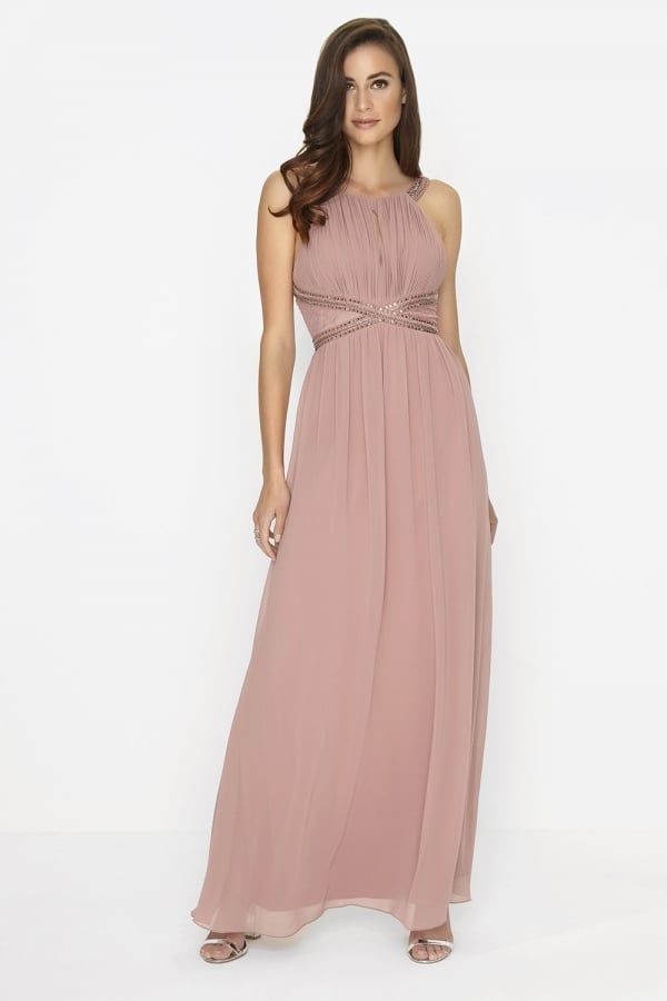 Rose Embellished Panel Maxi  size: 10 UK, colour: Rose