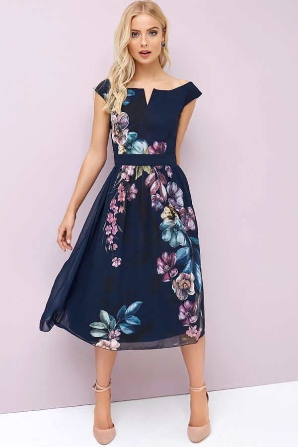 Navy Floral Prom size: 10 UK, colour: Print