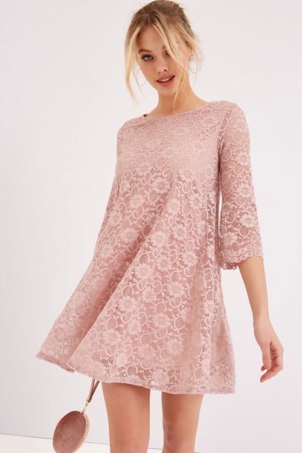 Pink Lace Shift Dress  size: 10 UK, colour: Pink