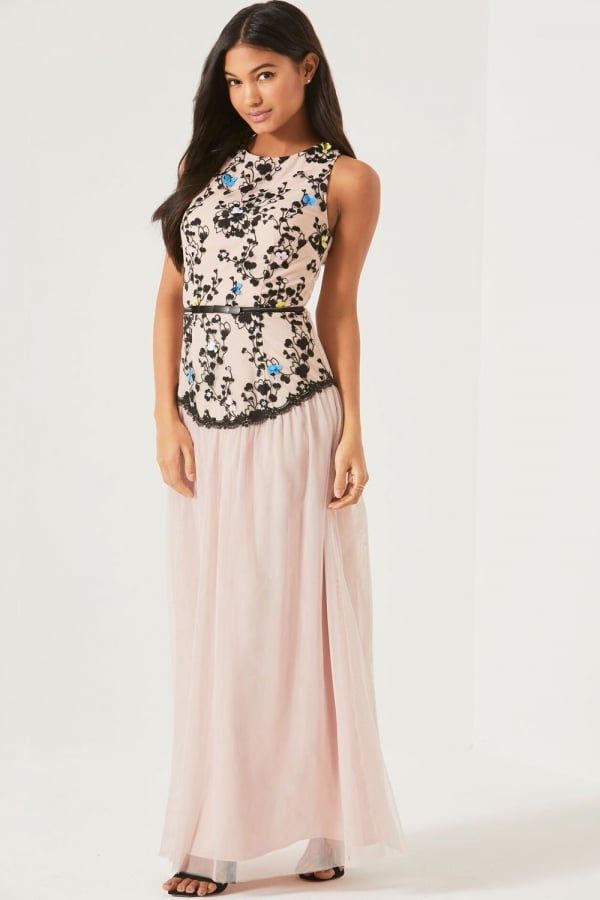 Embroidered Maxi Dress size: 10 UK, colour: Pink