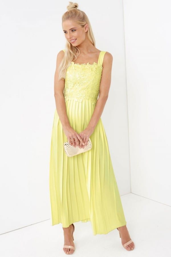 Lemon Pleat Skirt Maxi Dress size: 10 UK, colour: Lemo