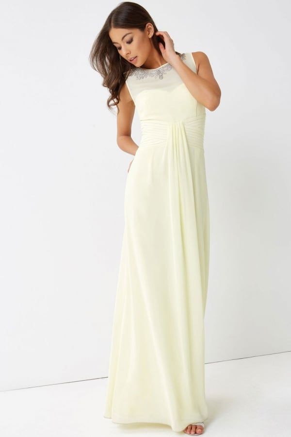 Lemon Embellished Neck Maxi Dress size: 10 UK, colour: