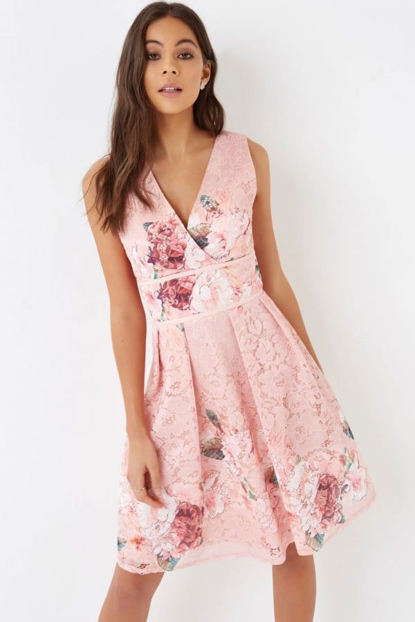 Pink Prom Dress size: 10 UK, colour: Pink Print