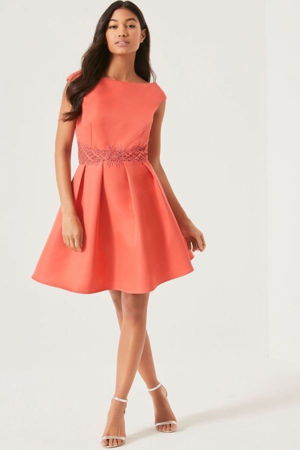 Pink Fit and Flare Dress  size: 10 UK, colour: Coral