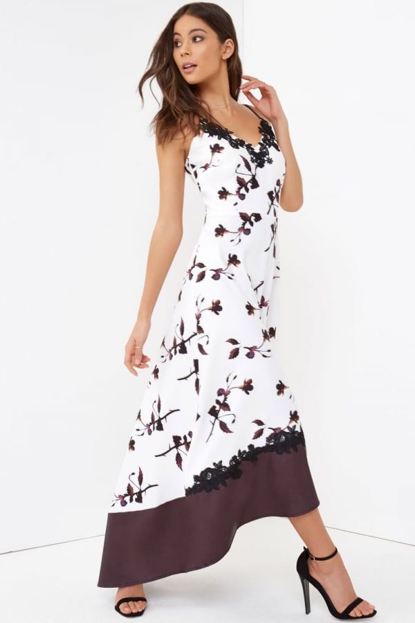 Print Dip Hem Maxi Dress size: 10 UK, colour: Black /