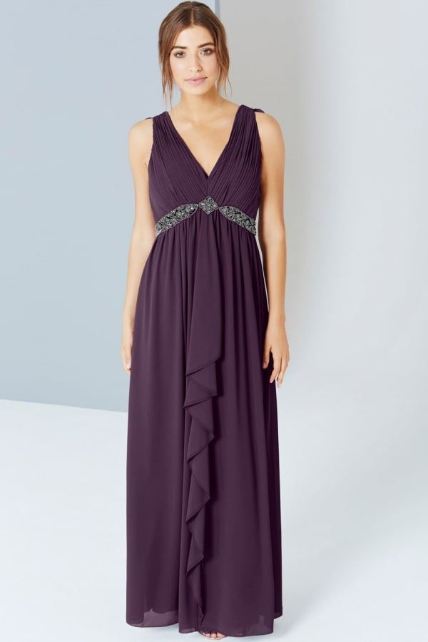 Purple Embellished Maxi With Tie Back size: 10 UK, col