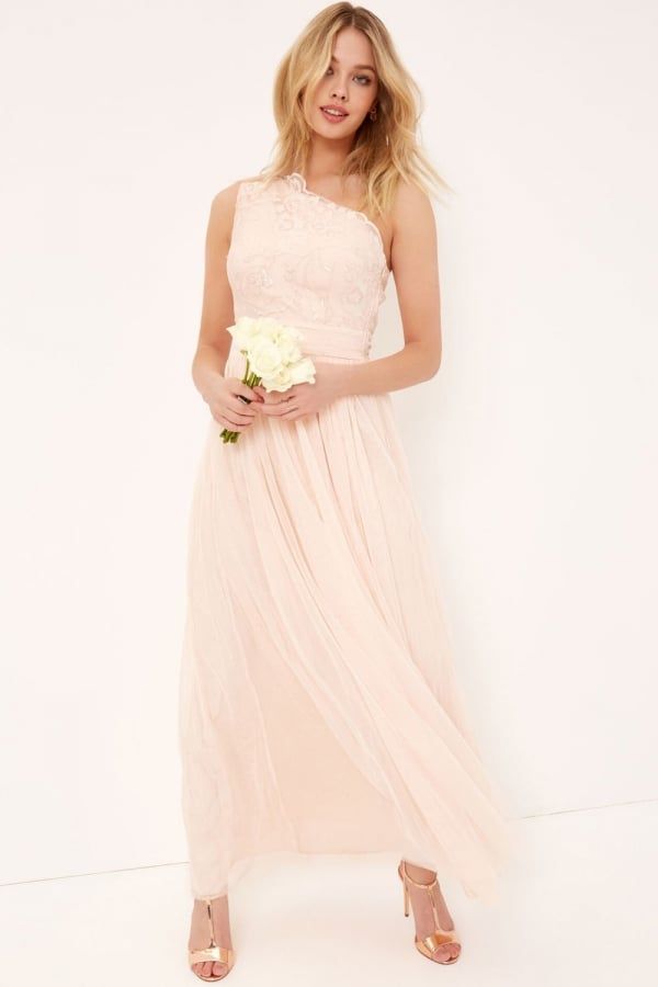 Nude Embroidery and Sequin Maxi Dress size: 10 UK, col
