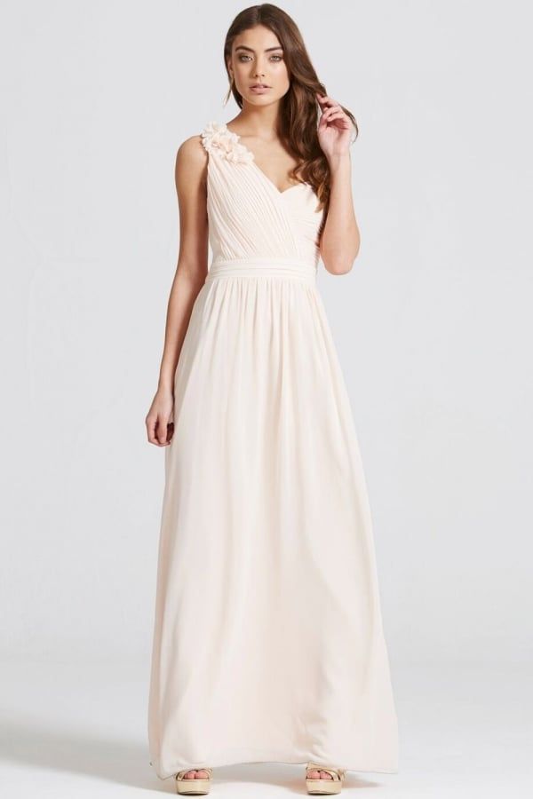 Nude Corsage Pleated Maxi Dress size: 10 UK, colour: N
