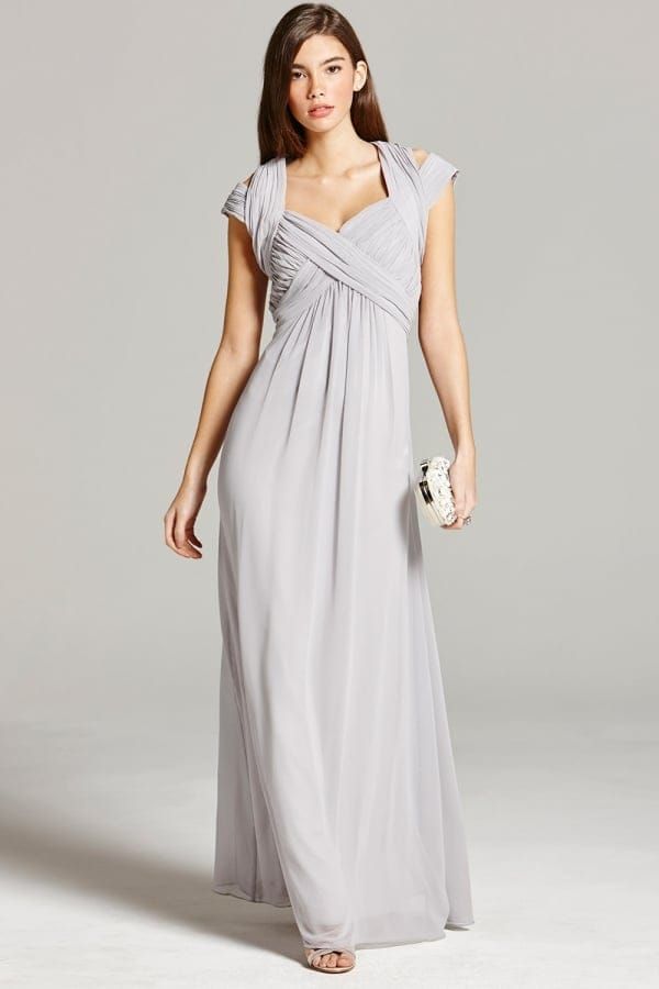 Grey Crossover Empire Maxi Dress size: 10 UK, colour: