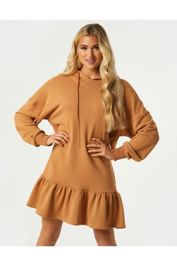 Manoe Camel Pephem Hoodie Sweatshirt Dress size: 10 UK