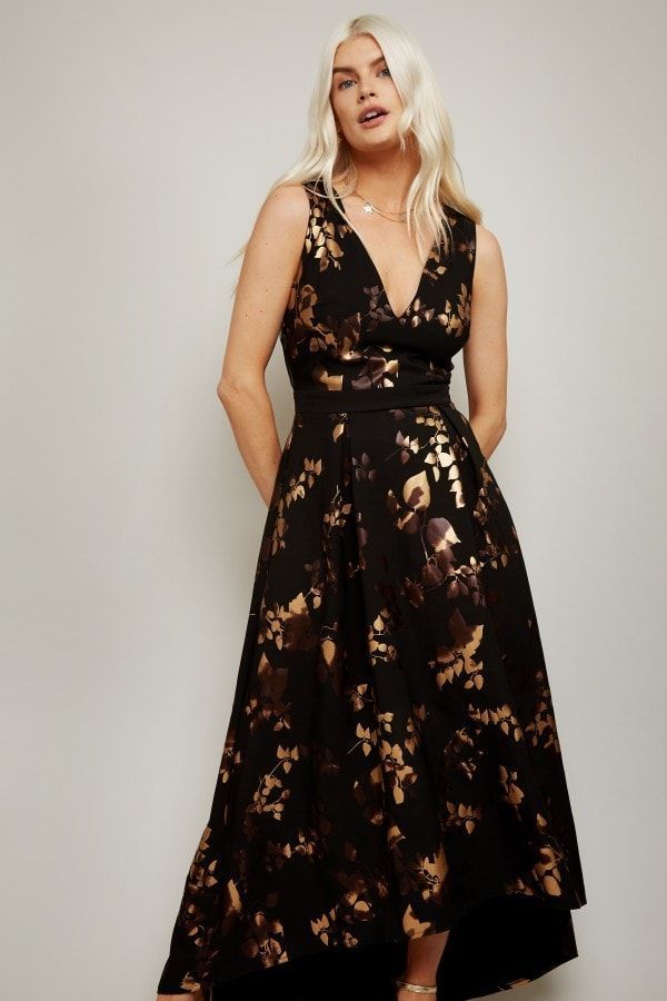 Fifi Gold Foil Hi-Low Prom Dress size: 10 UK, colour: