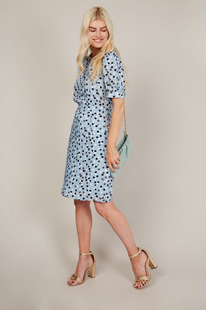 Multi Blue Polka Dot Mini Dress size: 10 UK, colour: Multi