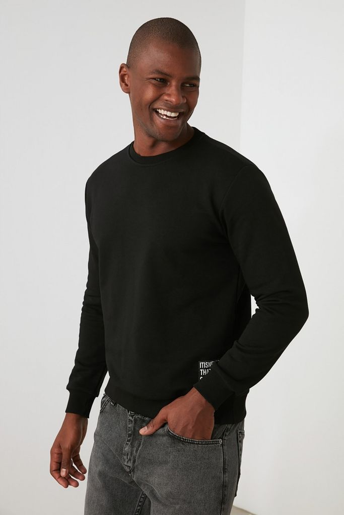 Men's Black Sweater size: L, colour: Black